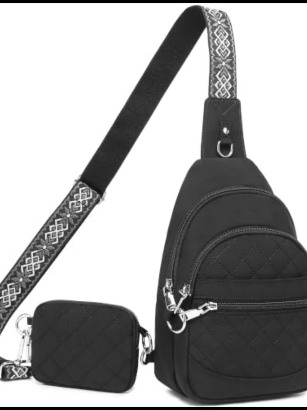 Anti Theft RFID Crossbody Sling Bag Nylon Water Resistant 7 Pockets Travel